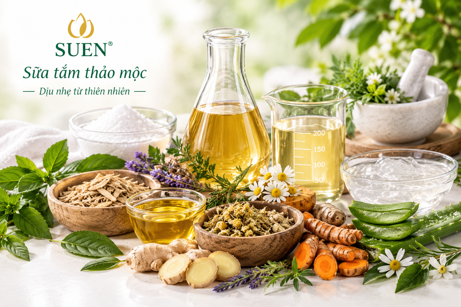 SET SỮA TẮM: NGUYÊN LIỆU LỚP WORSHOP CHO 2 KG SỮA TẮM HOA SEN